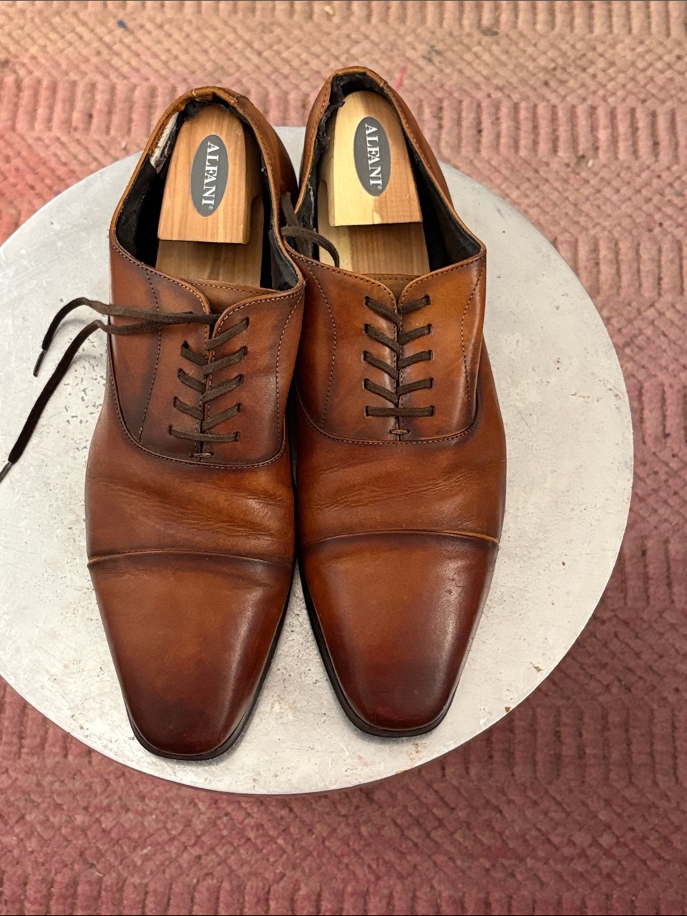 Aldo Men’s Brown Leather Cap-Toe Derby Oxfords